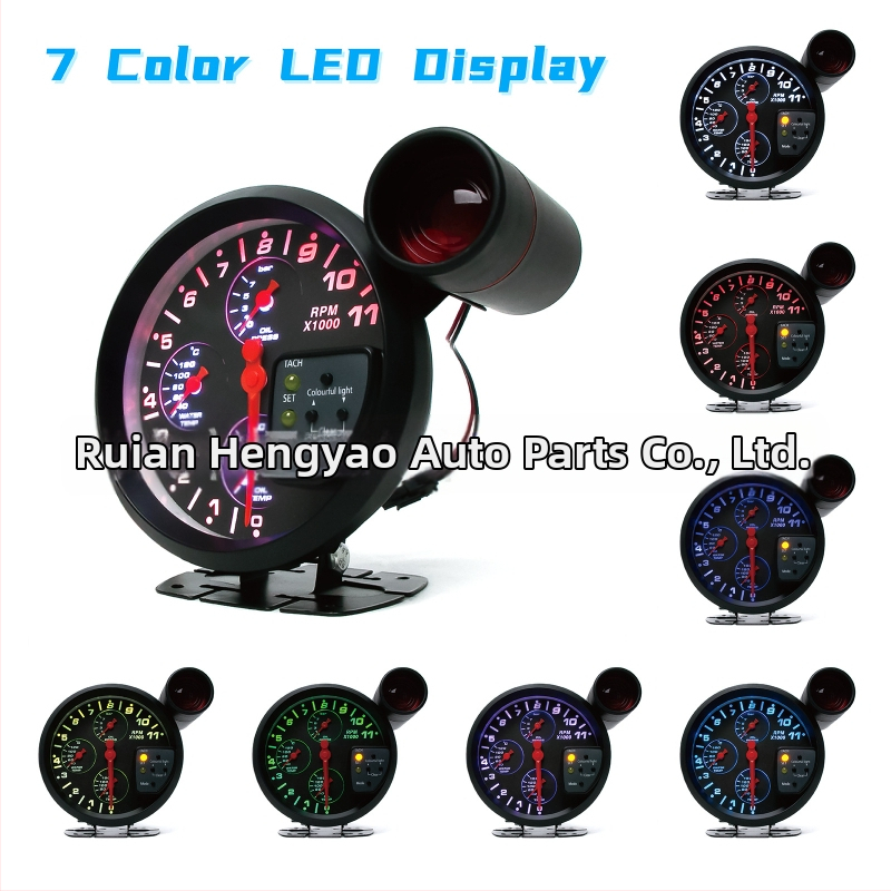 Automobilový upravený prístroj - 4-in-1 tachometer s teplotou vody, teplotou oleja, tlakom oleja a svetlom pre radenie - 12V, hmotnosť 750 g, univerzálny