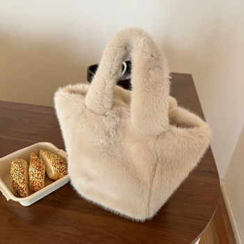 Plush bucket torba, urbani stil jednostavnosti, poliester, ovalni oblik, magnetska kopča, PU podstava, dvostruke naramenice
