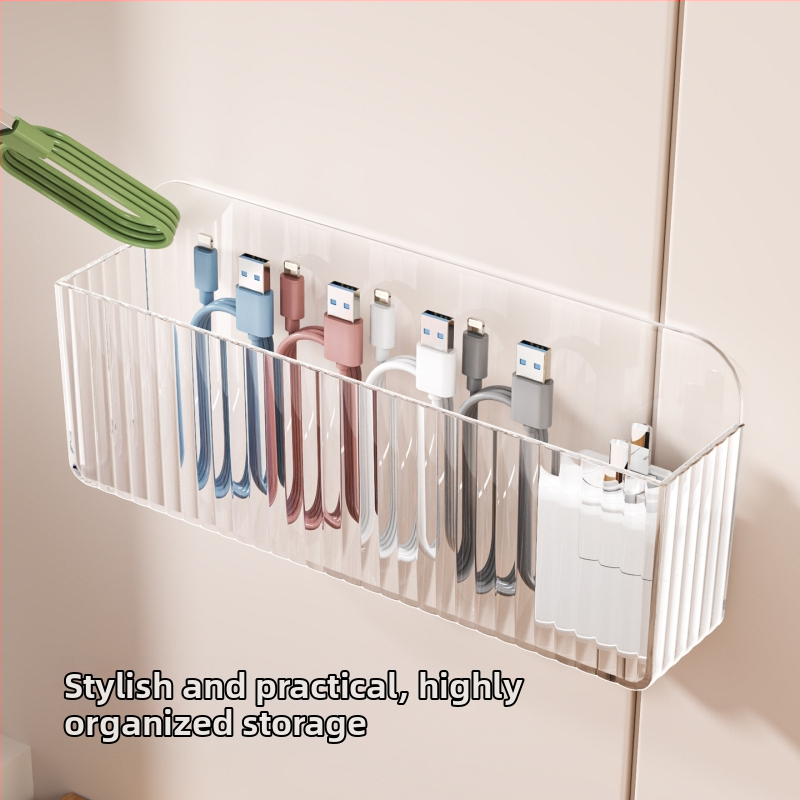 Sienas kabelu organizators ar 6 nodalījumiem, caurspīdīgs PS, mūsdienīgs dizains