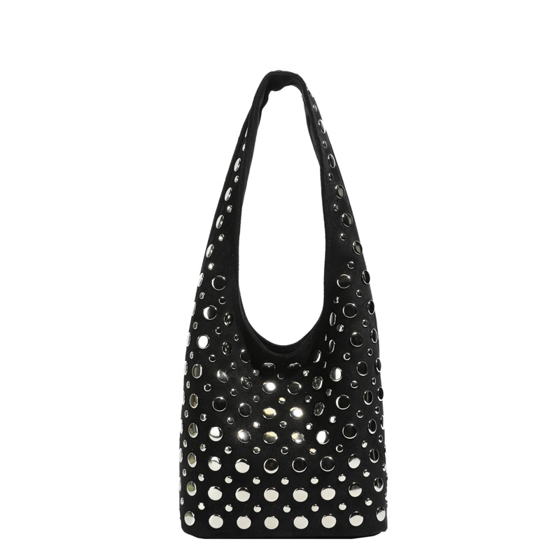 Ženska bucket torba ispod pazuha - PU materijal, retro stil, magnetska kopča, poliester podstava, jedna naramenica - za posao i svakodnevne aktivnosti