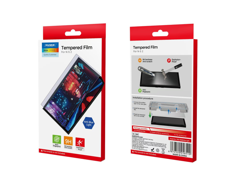 Switch2 zaštitno staklo za zaslon – anti-otisak prstiju, filtriranje plavog svjetla, paket od 2 komada