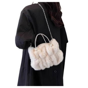 Crossbody torba od pliša, gradski minimalistički stil, vodoravni kvadratni oblik, podstava od sintetičke kože, džep za mobitel
