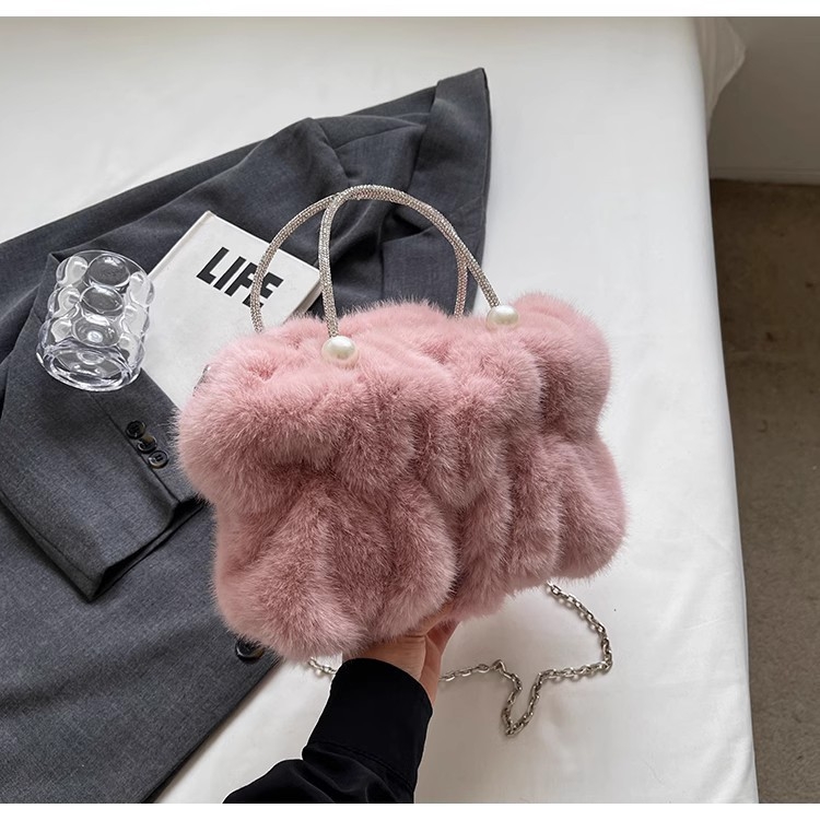 Crossbody torba od pliša, gradski minimalistički stil, vodoravni kvadratni oblik, podstava od sintetičke kože, džep za mobitel