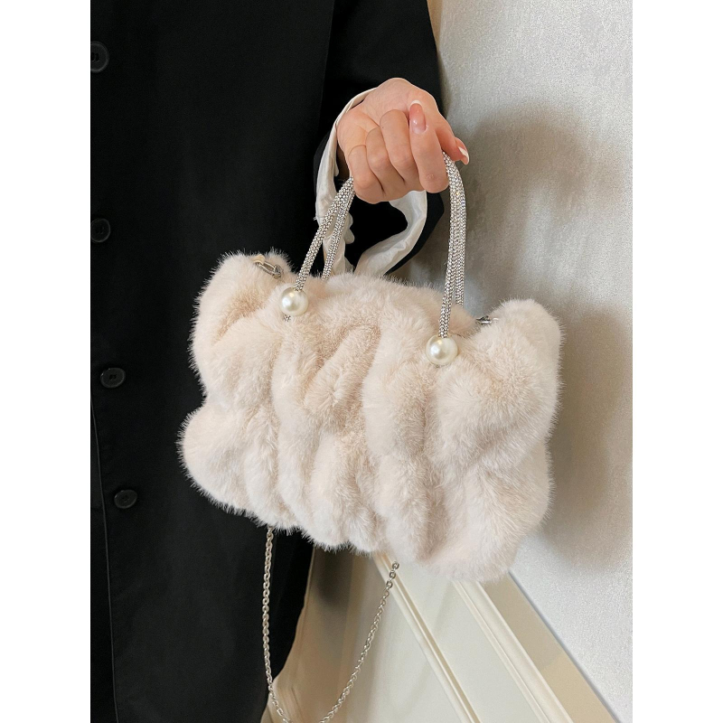 Crossbody torba od pliša, gradski minimalistički stil, vodoravni kvadratni oblik, podstava od sintetičke kože, džep za mobitel