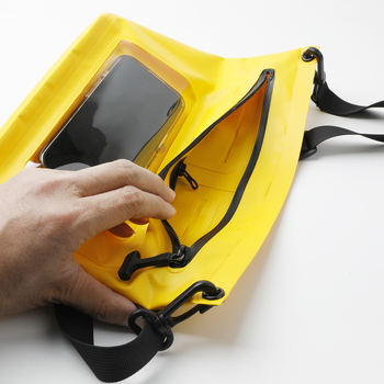 Szabadban használható vízálló válltáska érintőképernyő ablakkal, 3L PVC anyagból készült, zipzáros vízálló táska úszáshoz és raftinghoz