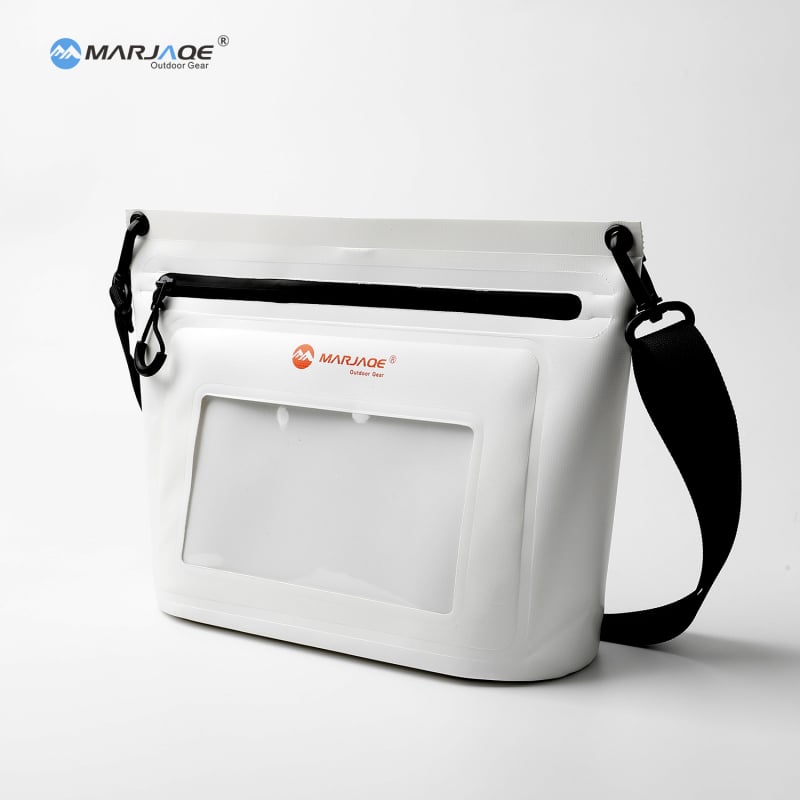 Szabadban használható vízálló válltáska érintőképernyő ablakkal, 3L PVC anyagból készült, zipzáros vízálló táska úszáshoz és raftinghoz