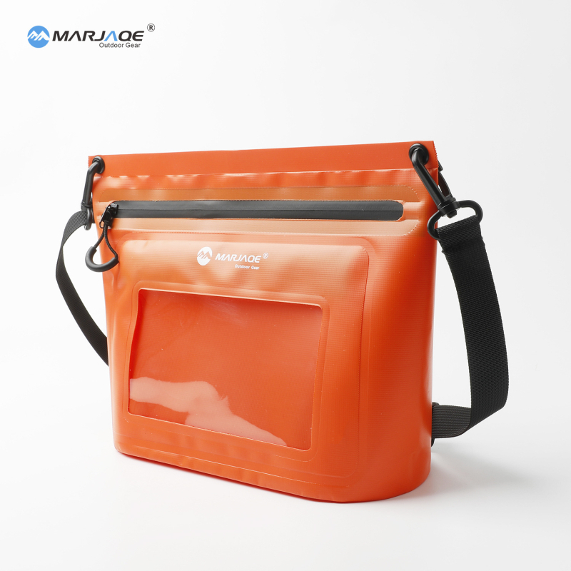 Szabadban használható vízálló válltáska érintőképernyő ablakkal, 3L PVC anyagból készült, zipzáros vízálló táska úszáshoz és raftinghoz