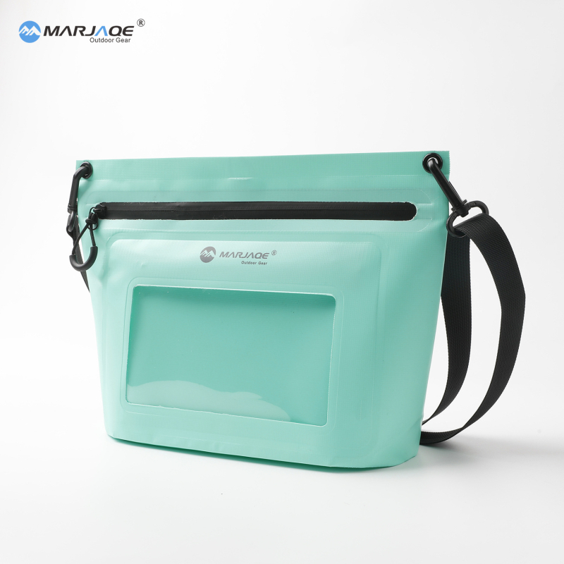 Szabadban használható vízálló válltáska érintőképernyő ablakkal, 3L PVC anyagból készült, zipzáros vízálló táska úszáshoz és raftinghoz