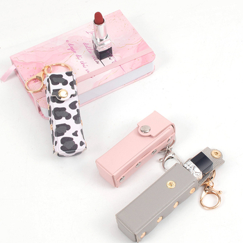 Geantă portabilă pentru ruj – imprimeu leopard, PVC, ușoară, fără căptușeală, pentru uz zilnic, pentru femei