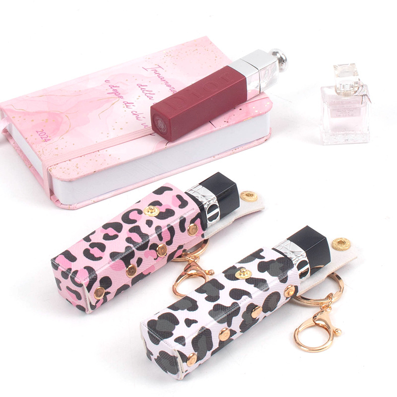 Geantă portabilă pentru ruj – imprimeu leopard, PVC, ușoară, fără căptușeală, pentru uz zilnic, pentru femei