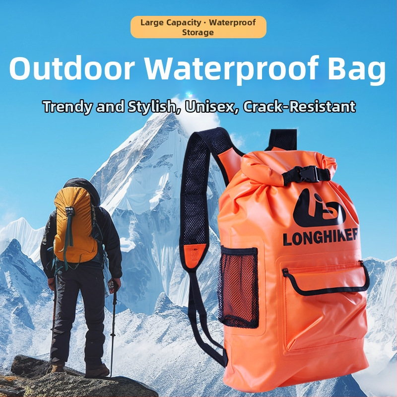 Szabadban használható vízálló táska PVC hálós és tarpaulin anyaggal, kapacitás 20 L alatt, felnőtt uniszex