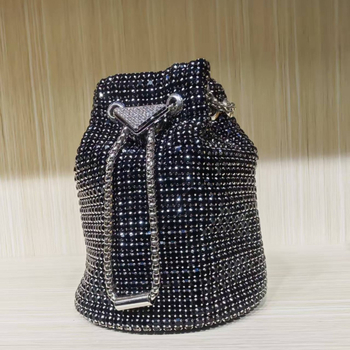 Bucket torba s kristalima i šnira – PU koža, Holy Heron, vertikalni kvadratni oblik, crossbody