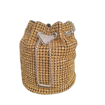 Bucket torba s kristalima i šnira – PU koža, Holy Heron, vertikalni kvadratni oblik, crossbody