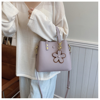 HS PU Geantă bucket pentru femei, capacitate mare, cu fermoar