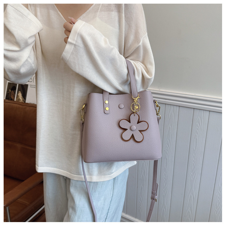 HS PU Geantă bucket pentru femei, capacitate mare, cu fermoar