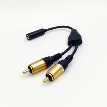 Cablu audio 3,5 mm femelă spre 2RCA mascul, placare cu aur, nucleu din cupru, ROHS, model K-CABLE05PG