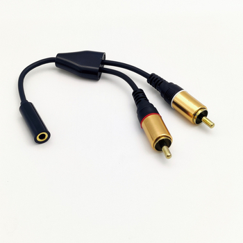 Cablu audio 3,5 mm femelă spre 2RCA mascul, placare cu aur, nucleu din cupru, ROHS, model K-CABLE05PG