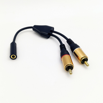 Cablu audio 3,5 mm femelă spre 2RCA mascul, placare cu aur, nucleu din cupru, ROHS, model K-CABLE05PG