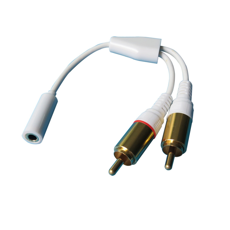 Cablu audio 3,5 mm femelă spre 2RCA mascul, placare cu aur, nucleu din cupru, ROHS, model K-CABLE05PG