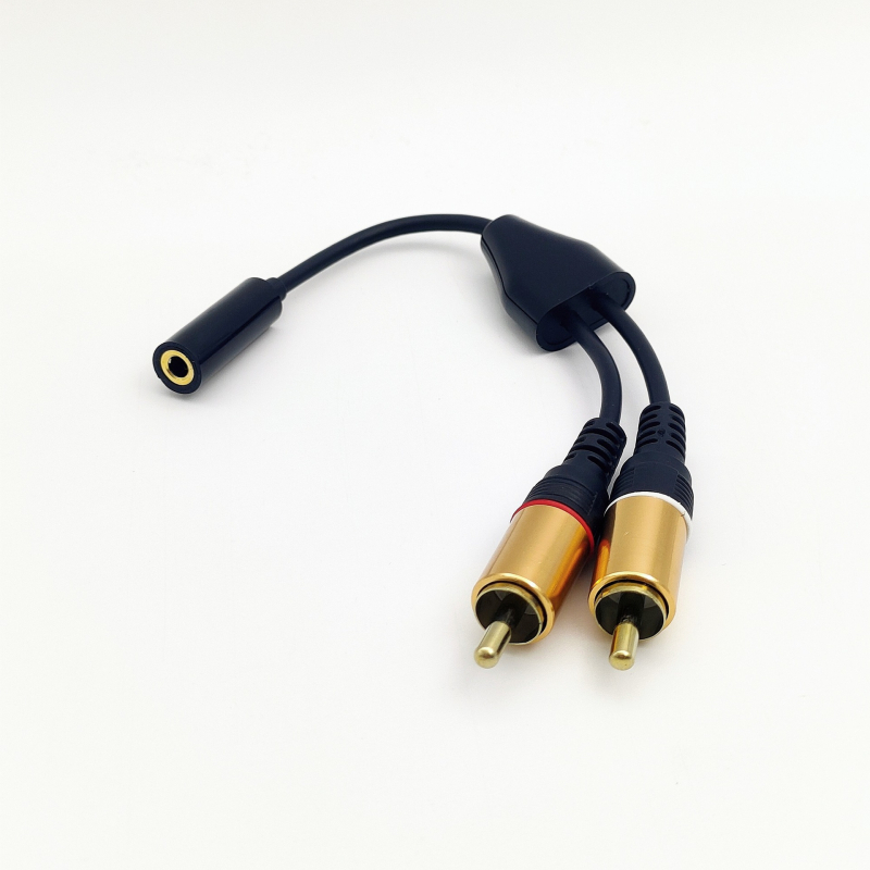 Cablu audio 3,5 mm femelă spre 2RCA mascul, placare cu aur, nucleu din cupru, ROHS, model K-CABLE05PG