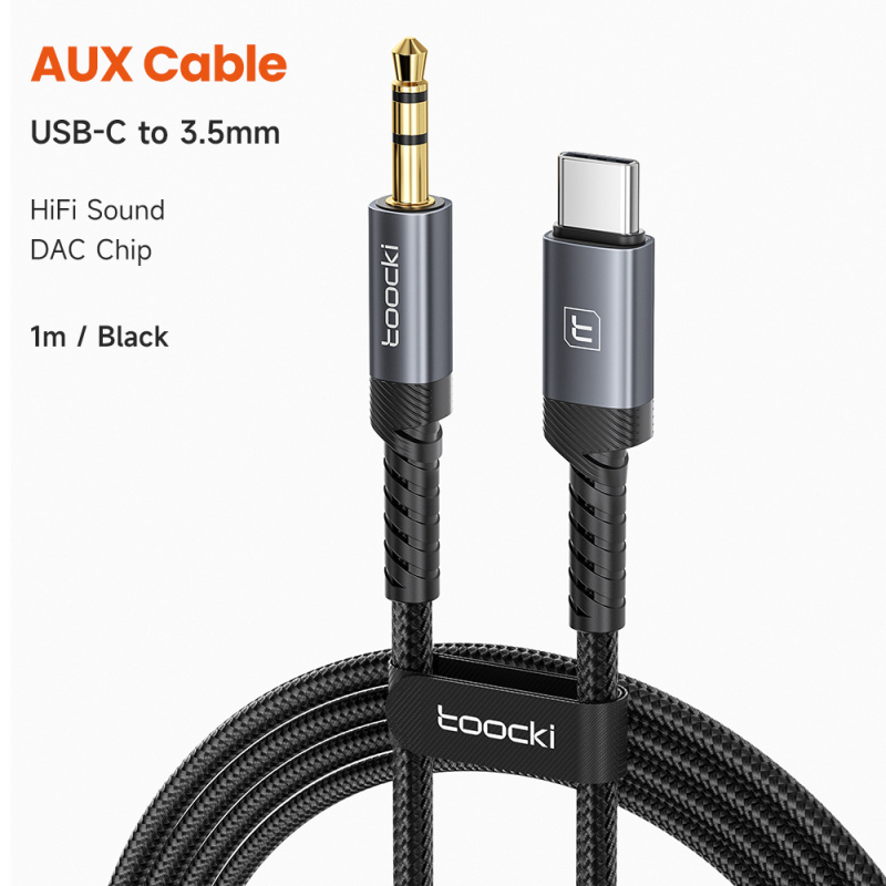 Toocki cablu audio USB-C la 3,5 mm pentru dispozitive digitale, placat cu aur, cupru fără oxigen, certificat CE, 80 g