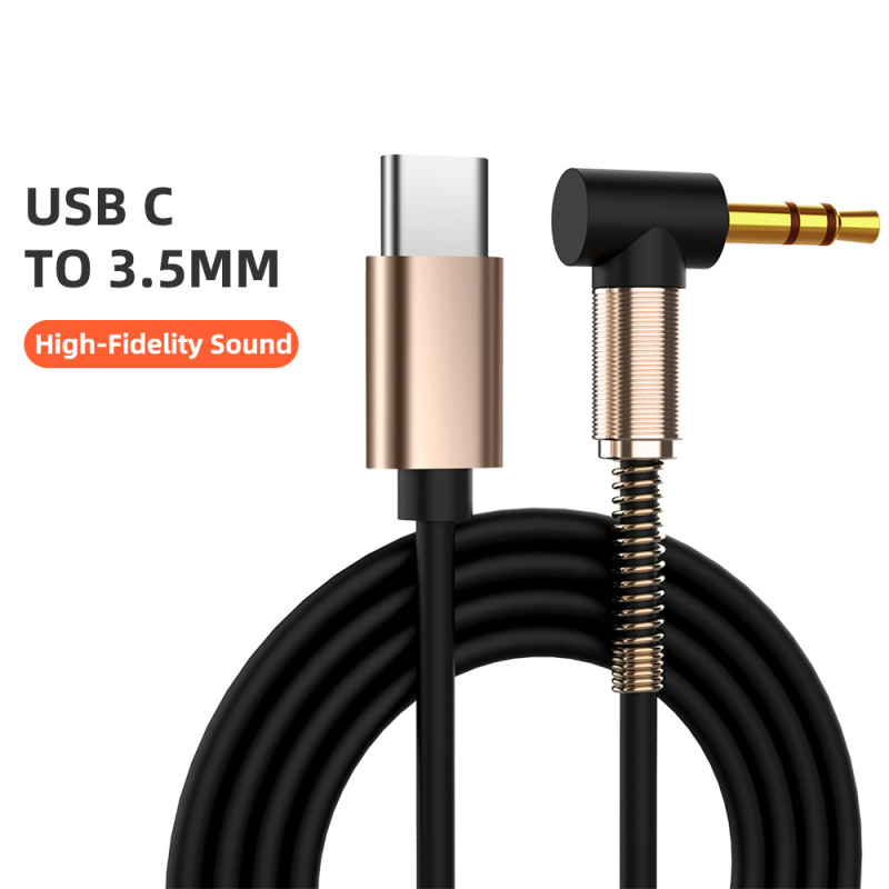 Cablu adaptor Type-C la 3,5 mm pentru audio auto, miez din cupru placat cu argint, țesut, certificat CE, 35 g