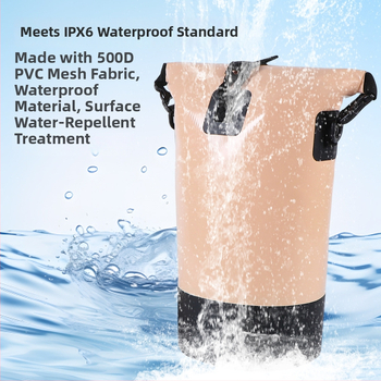 Vonkajšia vodotesná vedro taška – PVC sieťovinový materiál, unisex, jednofarebný vzor, voľnočasové, pláž, rafting, kempovanie