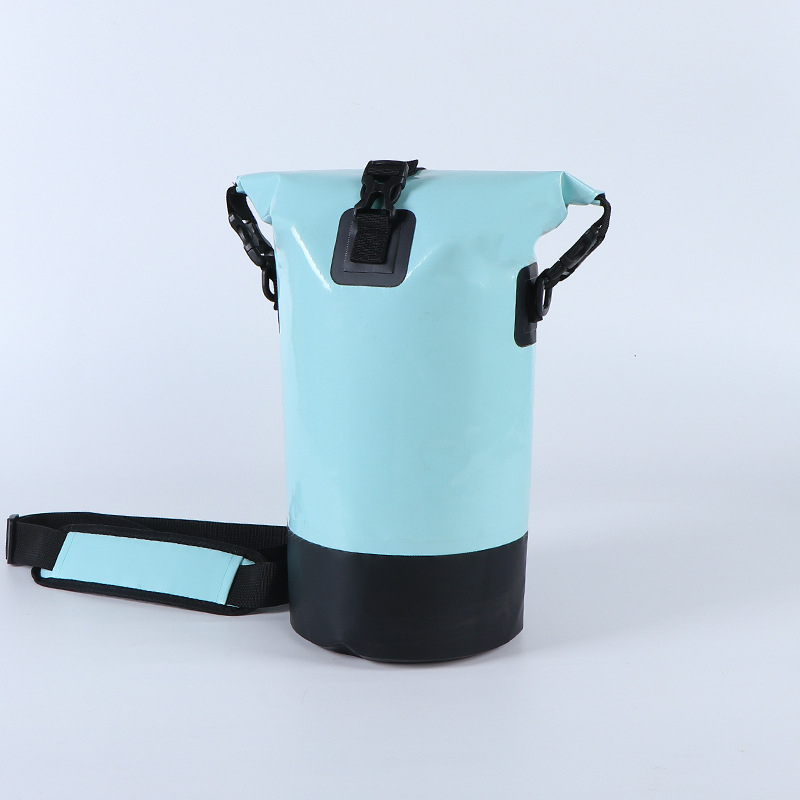 Geantă impermeabilă tip găleată pentru exterior – material plasă PVC, unisex, model solid, pentru relaxare, plajă, rafting, drumeții