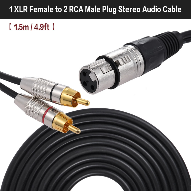 DX XLR ženski na 2RCA muški audio kabel, pozlaćeni, bakrena jezgra