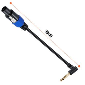 Cabl difuzor cu conector Speakon, cablu 6,35 mm mono, cotă de 90°, cupru pur 0,6 mm², Modele YR-SK-635-02 / YR-SK-635-08