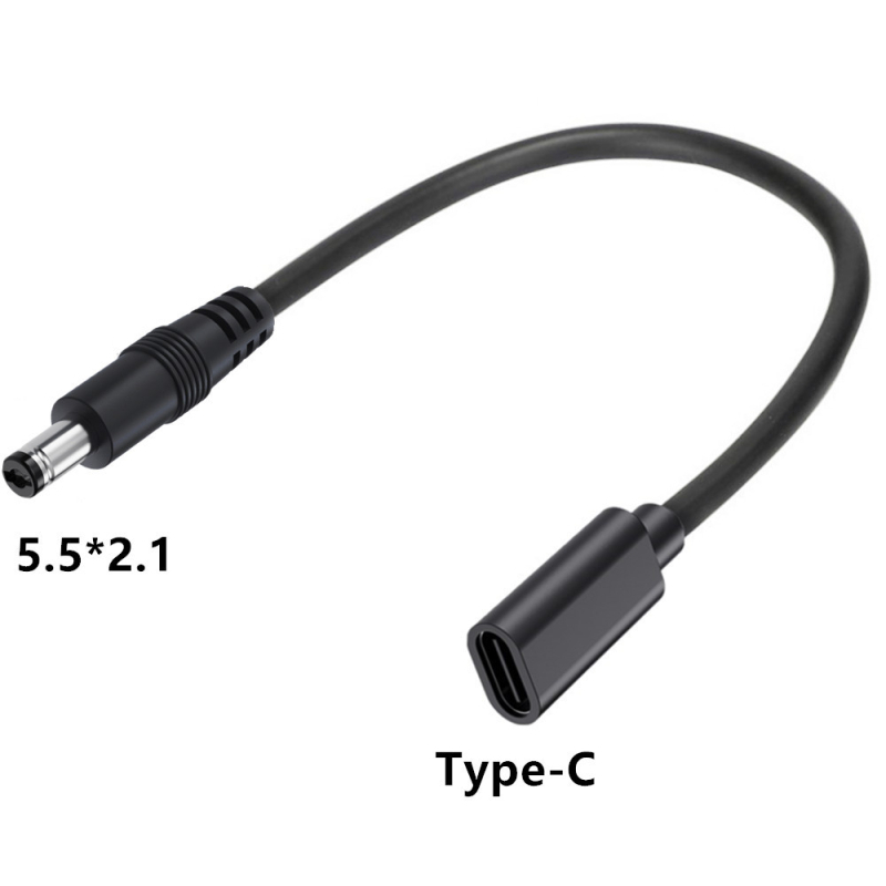 DC barošanas pagarinājuma kabelis, DC kontaktiem uz USB-C sieviešu ligzdu, 3A, 5-24V (Modelis YR-USB3.1-DC-20)