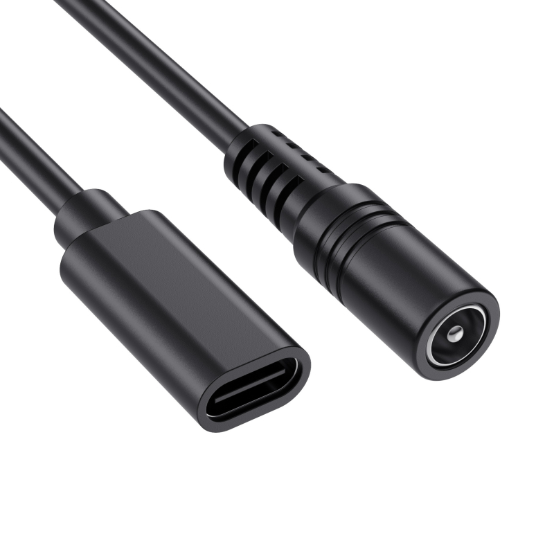 DC barošanas pagarinājuma kabelis, DC kontaktiem uz USB-C sieviešu ligzdu, 3A, 5-24V (Modelis YR-USB3.1-DC-20)