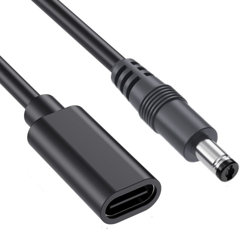 DC barošanas pagarinājuma kabelis, DC kontaktiem uz USB-C sieviešu ligzdu, 3A, 5-24V (Modelis YR-USB3.1-DC-20)