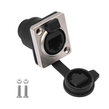 RJ45 gigabīta tīkla savienotājs ar D tipa paneļa montāžu, sieviete-sieviete, modelis ETH6L, 500 ievietošanas-izņemšanas cikli