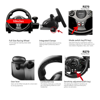 DOYO R270 Žaidimų vairo USB PC/PS3/PS4/Switch/Xbox/Android – ABS + metalo konstrukcija