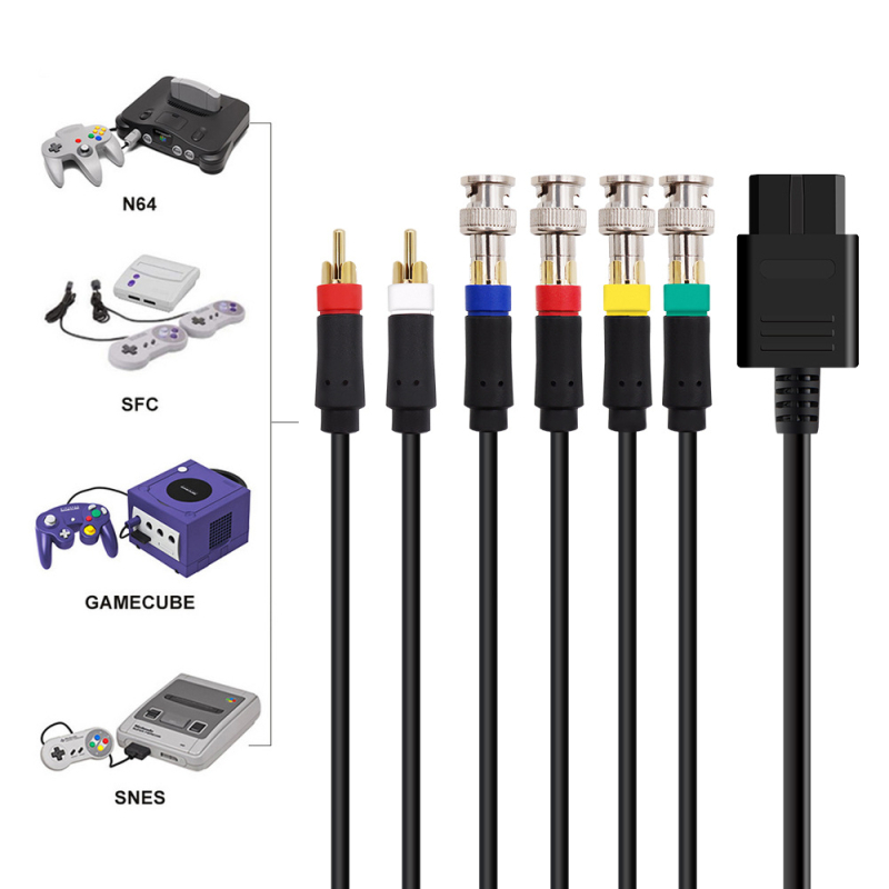RGBS AV kabel s Q9 priključkom za N64 SFC SNES NGC – PVC + čisti bakreni vodič, pozlaćen utikač, izravno spajanje