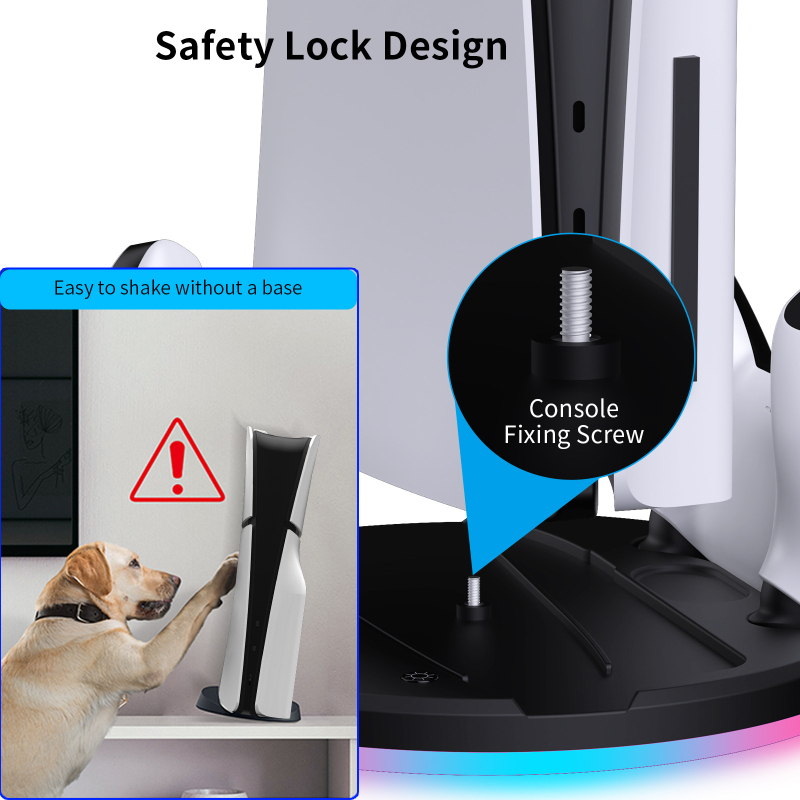 Bază de stocare pentru PS5 Slim și încărcător de controlere, interfață USB-C, material ABS, compatibil cu PS5 Slim, bază compactă