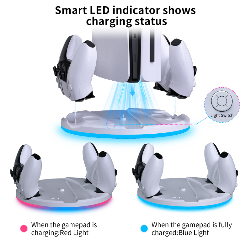 Bază de stocare pentru PS5 Slim și încărcător de controlere, interfață USB-C, material ABS, compatibil cu PS5 Slim, bază compactă