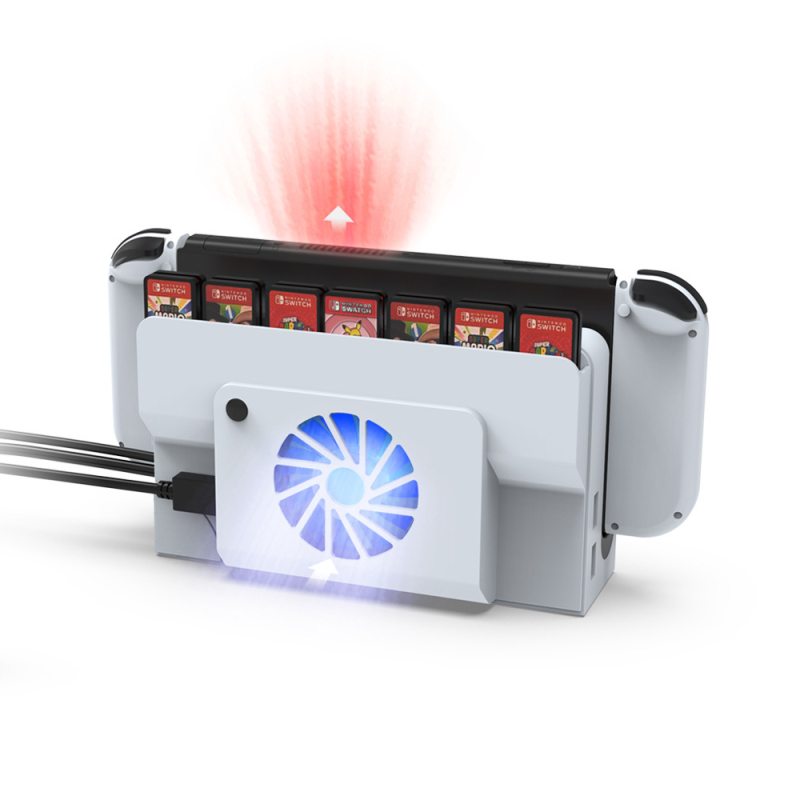 Switch OLED docking ventilator hlađenja s pretincem za kartice igara, Type-C sučelje, ABS materijal, 145 g