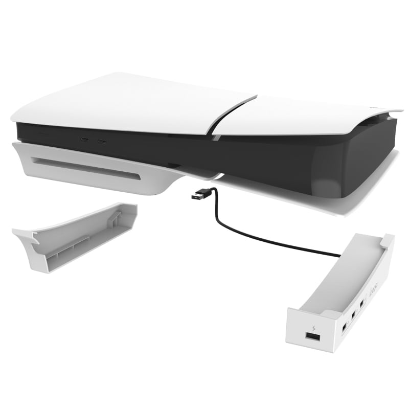 Horizontalni nosač PS5 Pro/Slim sa 4 USB porta – ABS materijal – Model PG-P5S008/PG-P5S008A