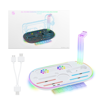 Stație Switch 2 cu spațiu de depozitare și bază de încărcare pentru Joypad, iluminare RGB