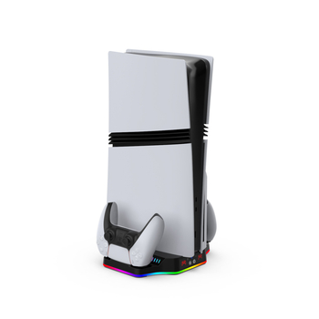 DOBE TP5-3583B bază de răcire PS5 Pro/Slim cu iluminare RGB și încărcare pentru controlere (USB-C, ABS)