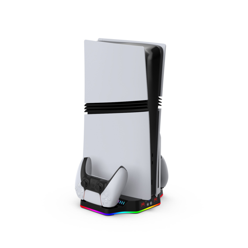 DOBE TP5-3583B bază de răcire PS5 Pro/Slim cu iluminare RGB și încărcare pentru controlere (USB-C, ABS)