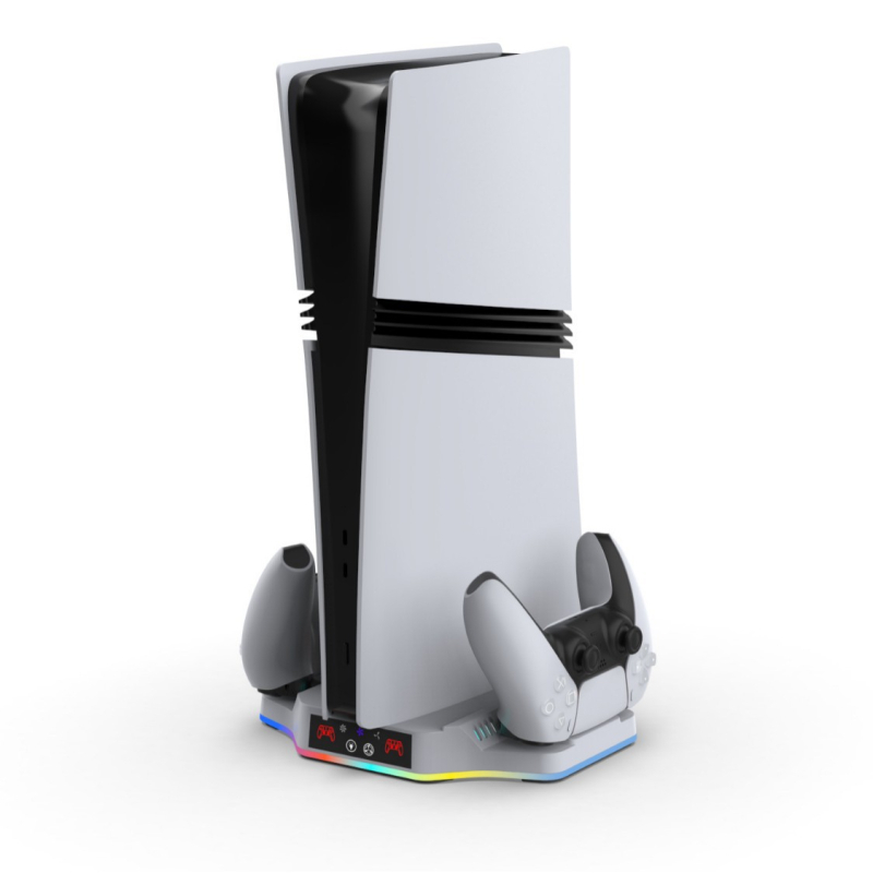 DOBE TP5-3583B bază de răcire PS5 Pro/Slim cu iluminare RGB și încărcare pentru controlere (USB-C, ABS)