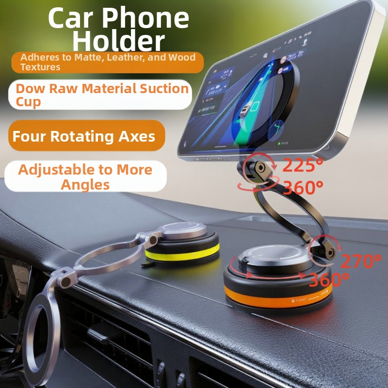 Univerzálny magnetický držiak na telefón do auta, 360° otáčanie, skladací, uchytenie na palubnej doske vákuovou základňou