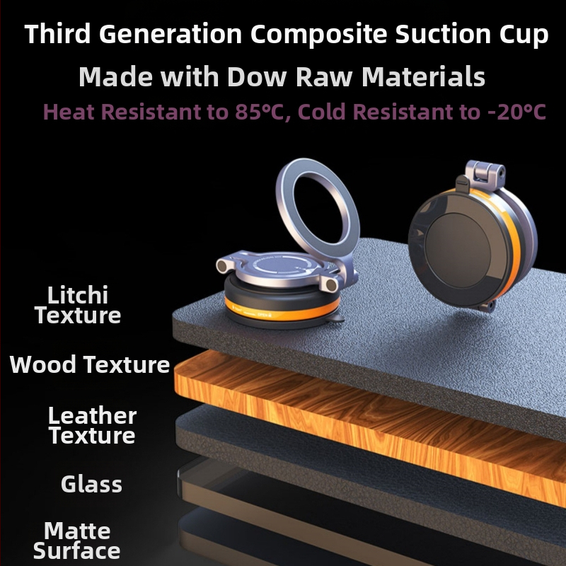 Univerzálny magnetický držiak na telefón do auta, 360° otáčanie, skladací, uchytenie na palubnej doske vákuovou základňou