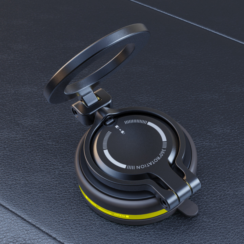 Univerzálny magnetický držiak na telefón do auta, 360° otáčanie, skladací, uchytenie na palubnej doske vákuovou základňou