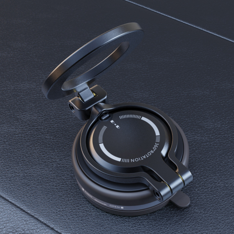 Univerzálny magnetický držiak na telefón do auta, 360° otáčanie, skladací, uchytenie na palubnej doske vákuovou základňou