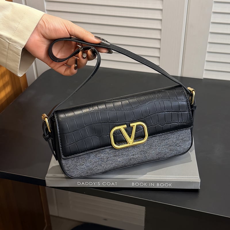 Geantă crossbody pentru femei, din PU, formă orizontală pătrată, închidere cu clapă, buzunar pentru telefon