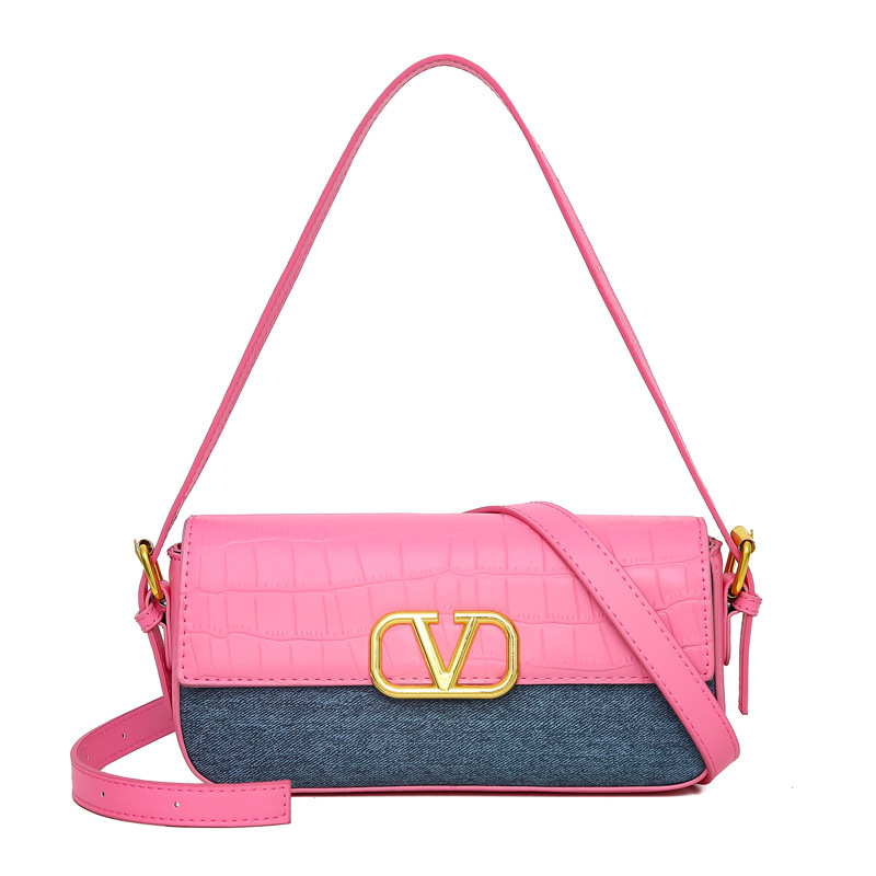 Geantă crossbody pentru femei, din PU, formă orizontală pătrată, închidere cu clapă, buzunar pentru telefon